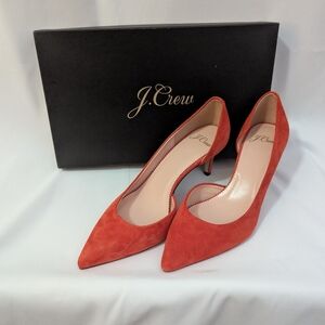J. Crew Elegant Red- Orange Suede Heels Size US 7